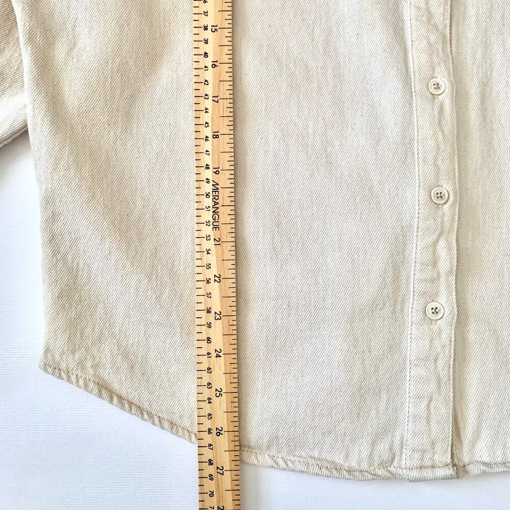 Zara Twill Denim Shirt Jacket Balloon Sleeve Collar Coastal Grandma Coquette - Picture 9 of 11